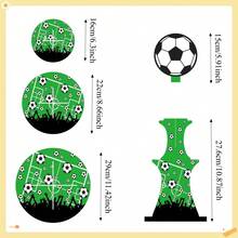 1 pieza/3 piezas Soporte de papel de 3 niveles con tema de fútbol verde de la Copa del Mundo, adecuado para fiestas con tema de fútbol, decoración de magdalenas, decoración de escritorio con tema de fútbol y exhibición de postres para fiestas de cumpleaños - multicolor - Ver 4