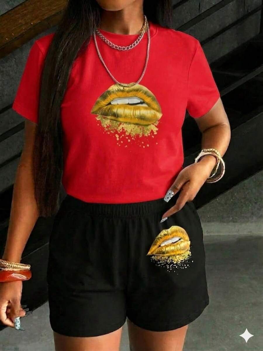 Women Two-Piece Outfits - Red - View 1
