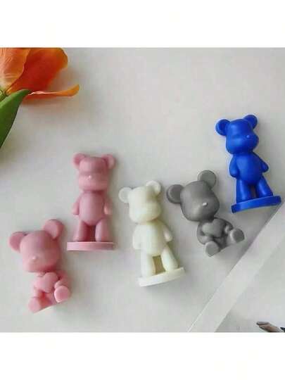 Khuôn nến silicon hình gấu hoạt hình, thích hợp làm khuôn nến thơm trang trí nhà cửa, đồ trang trí bàn làm việc bằng thạch cao và nhựa, khuôn thủ công bằng nhựa.