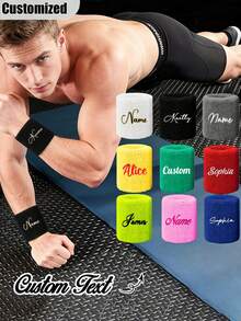 Muñequeras personalizadas unisex, perfectas para cualquier deporte. Muñequera de sudor personalizada para tenis, deportes al aire libre y gimnasio. Muñequera unisex para yoga, fitness, tenis, baloncesto, saltar la cuerda, correr, senderismo, ciclismo y otras actividades físicas. Muñequera de sudor para hombres para exteriores, muñequera de punto de sudor con impresión de color para tenis, baloncesto, correr, yoga, fitness y ejercicio - Multicolor - Ver 4