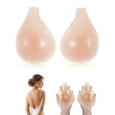 Reusable Silicone Breast Lift Pads, Self-Adhesive Invisible Round Nipple Covers, Suitable For Large Bust, Strapless/Backless Dresses, Bust Enhancer Pads For D-F Cup, Plus Size Lingerie