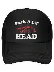 Gorra de béisbol con estampado cajún divertido para adultos sobre la fiesta de Mardi Gras y el hervido de cangrejos - Negro - Ver 1