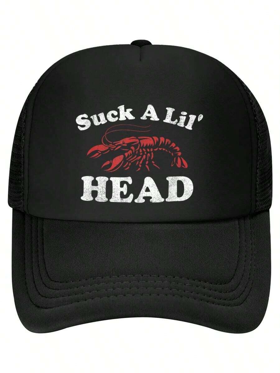 Gorra de béisbol con estampado cajún divertido para adultos sobre la fiesta de Mardi Gras y el hervido de cangrejos - Negro - Ver 1