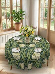 1pc-Morris Vintage Floral Tablecloth - Waterproof, Wrinkle-Free & Scratch-Resistant, Perfect For Indoor/Outdoor Dining, Parties & Everyday Use - Multicolor - View 5