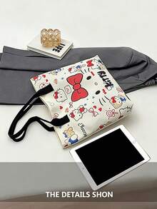 SANRIO Bolso de lona, bolso de hombro de gran capacidad, bolso de mano lindo para el transporte, con correa de hombro, regalo de moda para el trabajo y los viajes - Multicolor - Ver 4