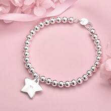 1条925纯银镀层8英寸精美星形项链，适合女性佩戴，展现魅力时尚，是婚礼派对的理想首饰。 - 銀色 - 查看 1