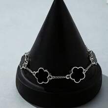 一套男士时尚商务风幸运四叶草吊坠项链和手链，情人节礼物 - 五葉草銀色 - 查看 3