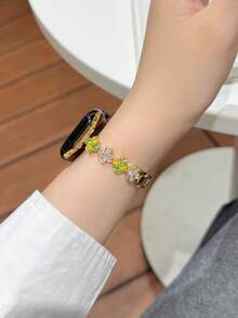 1pc Metal Watch Band Compatible With Apple Watch Band 38mm 40mm 41mm 42mm 44mm 45mm 49mm 46mm, Women's Replacement Stainless Steel Wristband Strap, Shiny Finish, Suitable For Apple Watch Series 9/8/7/6/5/4/3/2/1 SE - Gold - View 5
