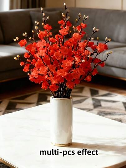 1/8/12 piezas Flor de ciruelo roja artificial, para bodas, estilo francés, estilo de lujo ligero, decoración del hogar al estilo Ins, arreglos florales para bodas, cenas a la luz de las velas, fiestas de Navidad, decoraciones de centro de mesa, decoraciones de jardín al aire libre, también se pueden usar como regalos de inauguración de la casa, regalos de boda, regalos de aniversario, regalos de cumpleaños, regalos del Día de la Madre