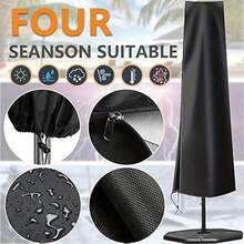 1pc 210D Oxford Cloth Patio Umbrella Cover - Black, Outdoor Furniture Protection, With Portable Storage Bag And Zipper (170 X 35/25 Cm), Waterproof And UV50+ Protection - A - View 8