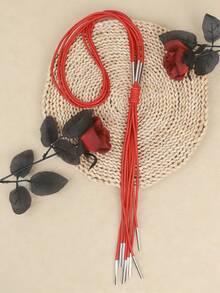 MARLIWOO 1pc Handmade Gothic Style Tassel Necklace, Niche Punk Rock Long Necklace For Women - Multicolor - View 8