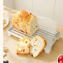 Rebanador de pan de acero inoxidable, soporte integrado para cortador de pan para uso doméstico, herramienta de rebanado de pan, rejilla de rebanado de pan de cocina - Blanco - Ver 4