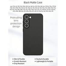黑色哑光手机壳，适用于 V40 Lite 5G 全球版、Y33s 5G（中国版），纤薄、柔韧、防刮、耐磨、防震、防黄变，带保护框和摄像头保护设计，轻巧便携、防指纹、防滑，全包覆式 TPU 保护壳 - 黑色 - 查看 1