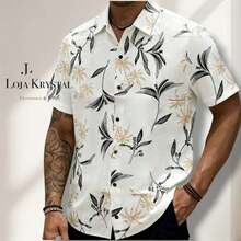 JL Men's Hawaiian Floral Beach Shirt, Short Sleeve, Button-Down, Spring And Summer - 花卉 24 - View 1