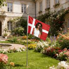 Customized Danish Flag, Personalized Image/Photo/Logo Flag, Easy Image Upload, Custom Indoor/Outdoor Decor Gift, Durable, Decorative, Reusable, Exquisite, Perfect For Outdoor, Garden Decor, Suitable For All Seasons, Suitable For Home Gift, Suitable For Anniversary, Personalized Gift, Flag Pole Not Included - Multicolor - View 7