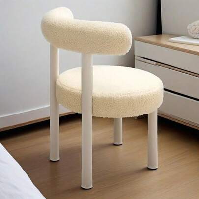 Soft Makeup Vanity Chair W/ Backrest Cozy Makeup Stool For Bedroom Home Decor A