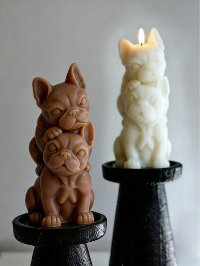 金毛寻回犬 | 泰迪狗 | 斗牛犬情侣硅胶蜡烛石膏模具，耐热 | 高弹性硅胶模具，多用途 - 可用于制作蜡烛、石膏/绘画、捏捏乐/解压玩具、摄影道具背景、节日家居装饰、馈赠亲友。手工一体成型，柔韧易清洗，可重复使用。