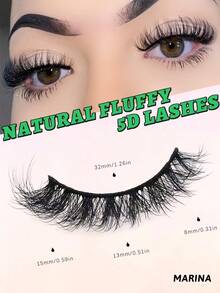 MKHLINA 1 Pair 15mm 5D Handmade False Eyelashes, Natural Daily Wear Faux Mink Lashes, Reusable, Suitable For Spring Summer Makeup - Black - View 5