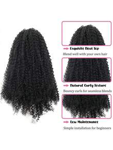 Kinky Curly Ponytail Extension For Women 22 Inch Black Drawstring Ponytail Synthetic Long Afro Kinky Ponytail Extension Deep Curly Instant Clip Hair Ponytail - Multicolor - View 4
