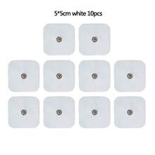Almohadillas de electrodo de 5*5cm, almohadillas de reemplazo de hidrogel no tejido para dispositivos de masaje y terapia TENS, parches de electrodo con conector de 3,5 mm - Blanco - Ver 9