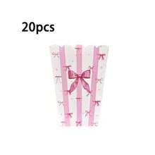 20/10/5pcs Pink Bow Popcorn Box Striped Paper Bags, Party Bags, Candy Boxes, Excellent For Themed Celebrations, Party Decorations | Elegant Party Boxes | Decorative Popcorn Boxes, Bow Decor - Bow Popcorn Box - View 7