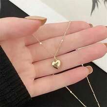 1件可调节极简心形吊坠项链，简约优雅的设计，适合日常佩戴和婚礼等场合。情人节配饰。 - 樣式1 - 查看 7