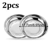 Platos de acero inoxidable de 2 uds, juego de platos de cena irrompibles ligeros de Metal para barbacoa, aperitivos, ensalada y aperitivos - 17,7 centímetros - Ver 3