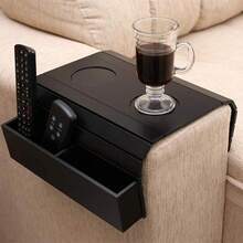 Couch Arm Tray, Couch Arm Table With 2 Non-Slip Cup Coasters And Sofa Backrest Shelf, Couch Cup Holder Tray, Stable And Fixed, Easy To Clean - A - View 3