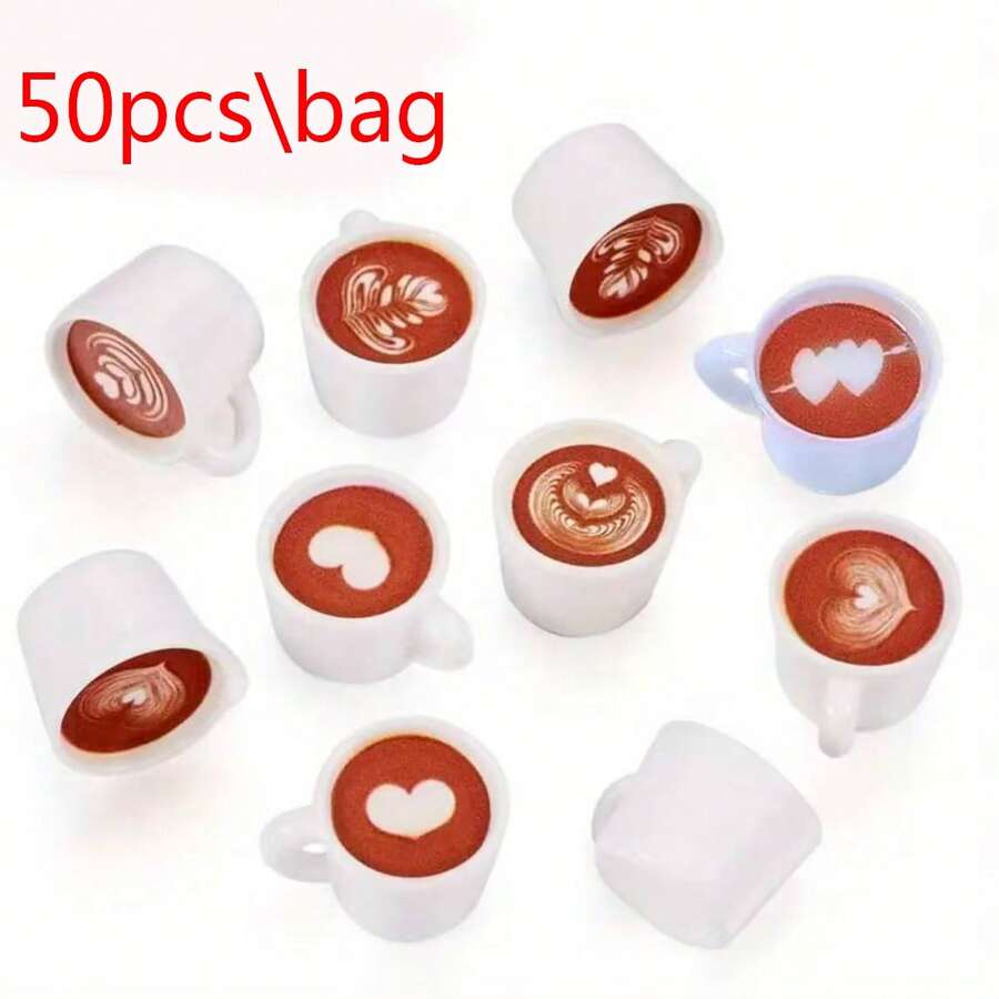 10/50 chiếc mặt dây chuyền hình cốc cà phê mini thiết kế Latte nghệ thuật, chất liệu nhựa, dùng để làm đồ trang sức và thủ công DIY. - 50 CÁI - Xem 1