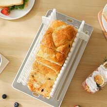 Rebanador de pan de acero inoxidable, soporte integrado para cortador de pan para uso doméstico, herramienta de rebanado de pan, rejilla de rebanado de pan de cocina - Blanco - Ver 6