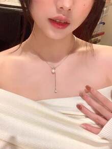 Dây chuyền ngọc trai cao cấp sang trọng dành cho nữ, vòng cổ choker thời trang đa năng, dây chuyền xương đòn. - trắng - Xem 1