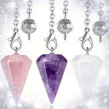 3pcs/5pcs/10pcs Mixed Natural Crystal Hexagon Pendant: Assorted Gemstones Including Quartz, Agate, Amethyst, Tiger Eye, Suitable For DIY Jewelry Making - Pendant - View 6