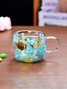 1件客製化雙層玻璃花卉杯附手柄，咖啡杯、茶杯、乾燥花杯，耐熱高硼矽玻璃，大花朵設計，適合情侶、朋友、家人的生日與節日禮物，廚房用品，個性化禮品 - 多色 - 查看 19