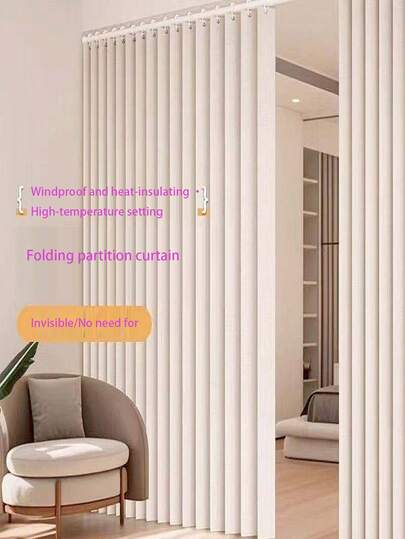 Multifunctional Folding Door Curtain, Foldable Sliding Curtain For Home Use, Blackout, Windproof, Thermal Insulation, Suitable For Bedroom, Kitchen, Bathroom, Balcony, Hallway, Living Room