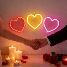 1pc Heart-Shaped Neon Light Wall Decor, LED Ambiance Lamp, Battery/USB Powered, Suitable For Birthday, Wedding, Party, Bedroom, Living Room Decoration - Small Love Neon Light - View 5