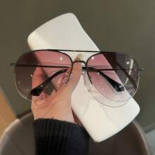 Unisex Classic Aviator Style With Resin Lenses And Polycarbonate Frame - Lightweight, Durable, And Stylish Glasses Suitable For Photography Props, Shopping, And Casual Wear - 灰色的 - 查看 11