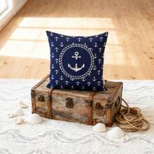 4pcs Anchor Pattern Ocean Throw Pillow Covers - Rope Core Sofa Bed Decor, Anchor Style Cushion Covers, Single-Sided Plush Printed Pillow Shams, No Pillow Insert - 4 Anchors - View 8