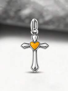 1pc Minimalist Unique 925 Sterling Silver Heart Faith Growth Cross Pendant, Delicate Jewelry Gift For Women & Men - Set 5 - View 5