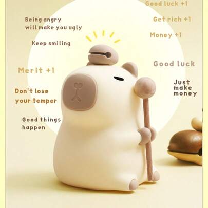Kawaii Capybara LED Night Light , Night Light Cute Animals, Silicone Nursing Light, Dimmable Touch Type-C Lamp,LED Squishy Bedside Lamp, Funny Gifts , Night Light, Dimmable Silicone Touch Bedside Lamp, With Timer, USB RechargeableNight Light