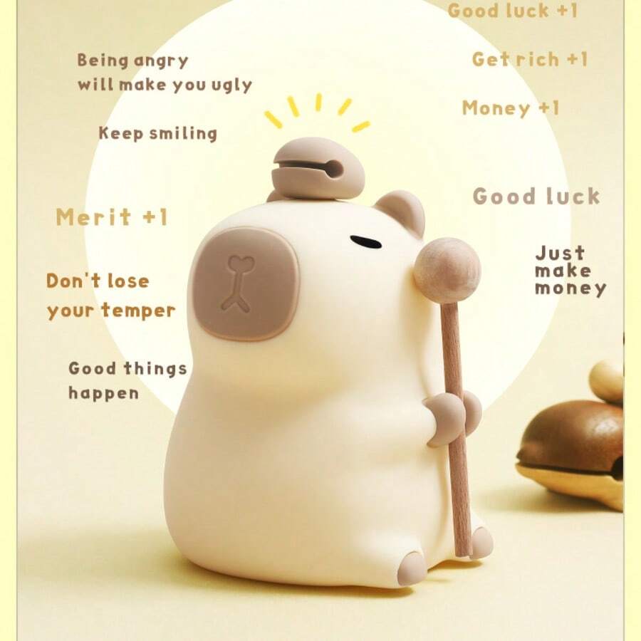 Đèn ngủ LED hình chuột lang nước Kawaii, Đèn ngủ hình động vật dễ thương, Đèn ngủ silicon cho bà mẹ cho con bú, Đèn cảm ứng có thể điều chỉnh độ sáng, Cổng Type-C, Đèn ngủ LED mềm dẻo, Quà tặng ngộ nghĩnh, Đèn ngủ, Đèn ngủ silicon cảm ứng có thể điều chỉnh độ sáng, Có hẹn giờ, Đèn ngủ sạc USB