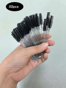 50/5pcs Silicone Mascara Brush, Eyebrow Brush, Eyeshadow Brush, Comb Makeup Brush Set, Suitable For Gifting - Black - View 7