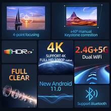HUASHIJIE 4k Home Ultra HD 5G Projector Multi Functional Immersive Home Cinema, Supports WiFi Connection To Android Apple Phone, Directly Projected White Wall Projector Home KTV Gaming Online Course Bedroom Dormitory, Supports HD Interface, USB Interface Connection, Built In Android System Massive Application Download, Built In Sound System, Outdoor Projection, Christmas And Valentine's Day Gifts - View 3