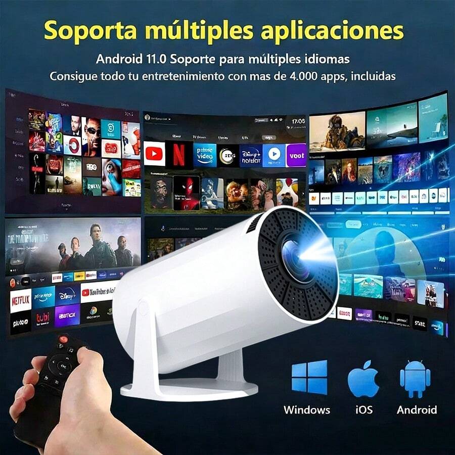 The Brand-New 2025 Projector – A Home Projector With Automatic Keystone Correction And Manual Focus, As Well As A Cinema Projector With Updated Bluetooth 5.0 And Android 11.0 Operating System. Equipped With The XBJ7000 Chip, This 4K Home Cinema Projector Is Perfect For Parks, Gardens, Beaches, Shopping Malls, And Business Meetings. Easy Smartphone Screen Mirroring Without An Extra Projector Screen – A Breeze! An Ideal Gift Idea For Halloween, Christmas, Valentine's Day, And Back To School. (Remote Control Included) - 查看 1