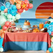 132pcs Tropical Balloon Arch Kit, Orange Blue Red Green Clear Balloons With Artificial Palm Leaves For Hawaiian Luau Aloha Theme Babyshower Birthday Party Decorations - View 3