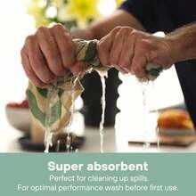 MEEMA Upcycled - Toallas de cocina de primavera de tela de algodón Toallas de mano superabsorbentes con lazo para colgar trapos de limpieza y paños de cocina Rayas verdes salvia Grande 18 x 28 - Verde salvia - Ver 2