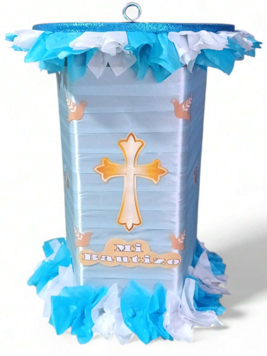 PIÑATA GIRATORIA BAUTIZO LISTON AZUL 50CM DE ALTURA - Ver 1