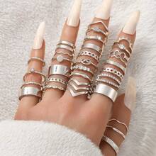 Bộ 30 chiếc nhẫn nữ tối giản, thiết kế độc đáo, nhẫn đính đá có thể xếp chồng lên nhau, phong cách Ins đa năng - Bạc - Xem 3