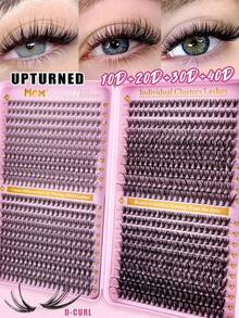 800 piezas de racimos de pestañas de visón con rizo ruso 3D 10D-40D 0.07mm 8-18mm reutilizables DIY para uso diario, boda, fiesta, Navidad, Halloween y regalos - D - Ver 2