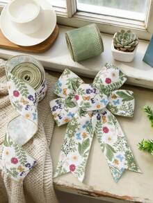 1 Roll 5 Yards Green Wildflower Trim Ribbon, Vintage Floral Craft Ribbon, Spring Fabric Ribbon, Suitable For Making Wreaths, Bows, DIY Packaging, Party Decorations, Gifts, Birthdays, Graduations, Home Presents Or Valentine's Day, Mother's Day, DIY Crafting Of Any Items - Webbing - View 11