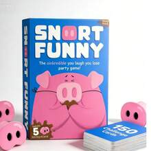 Snort Funny Party Game | Must-Have For Family, Friends & Bachelor/Bachelorette Nights | 150 Cards & 5 Pig Snouts - Blue - View 6